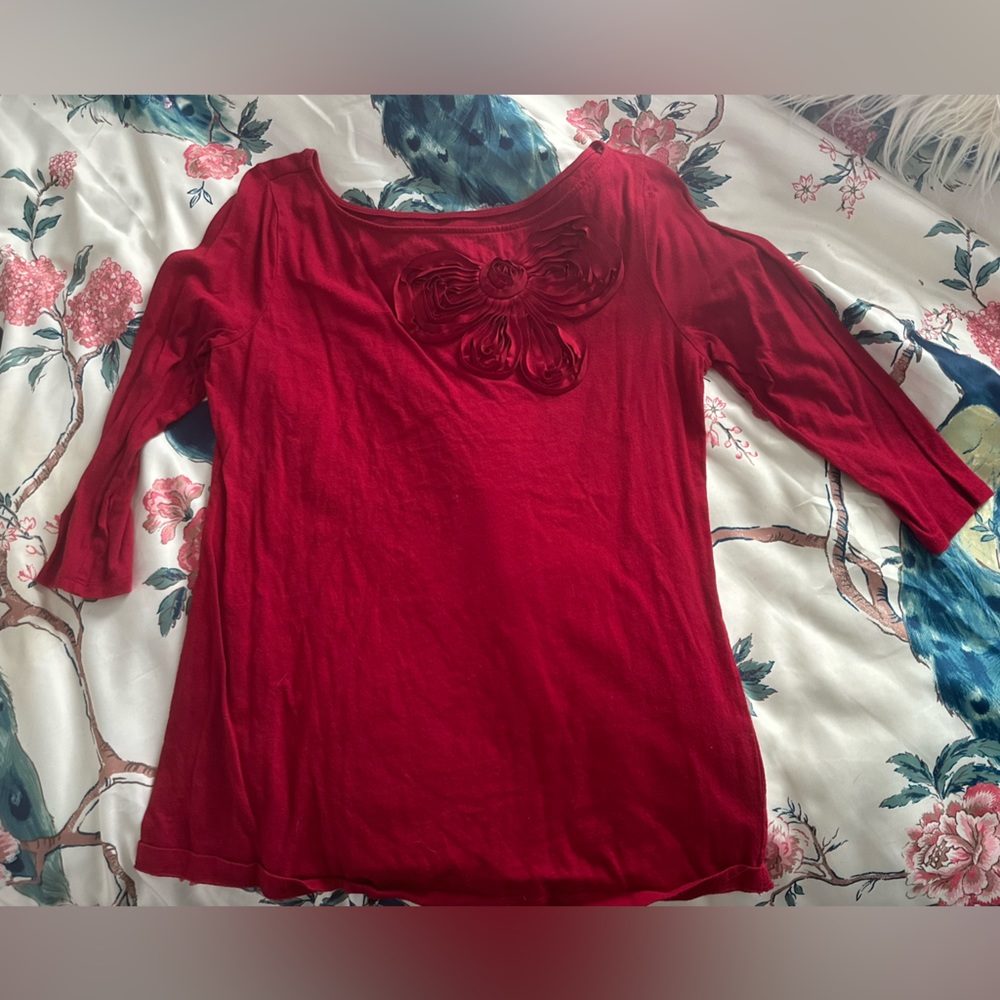 Red Loft blouse with adorable flower detail